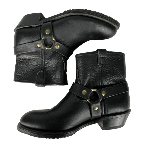 DOUBLE H BOOT CO. LADIES HARNESS 5026 ALMOND TOE SHORT LEATHER MOTORCYCLE BOOTS - Picture 3 of 14